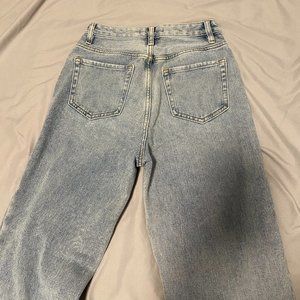 pacsun light wash dad jeans with leg slit